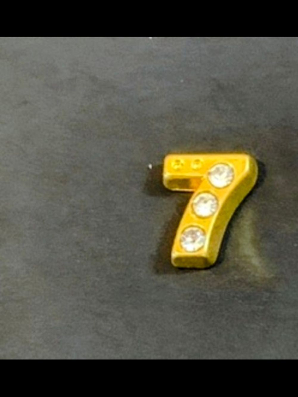 Gold-tone Number 7 Charm with Clear Stones For Floating Lockets